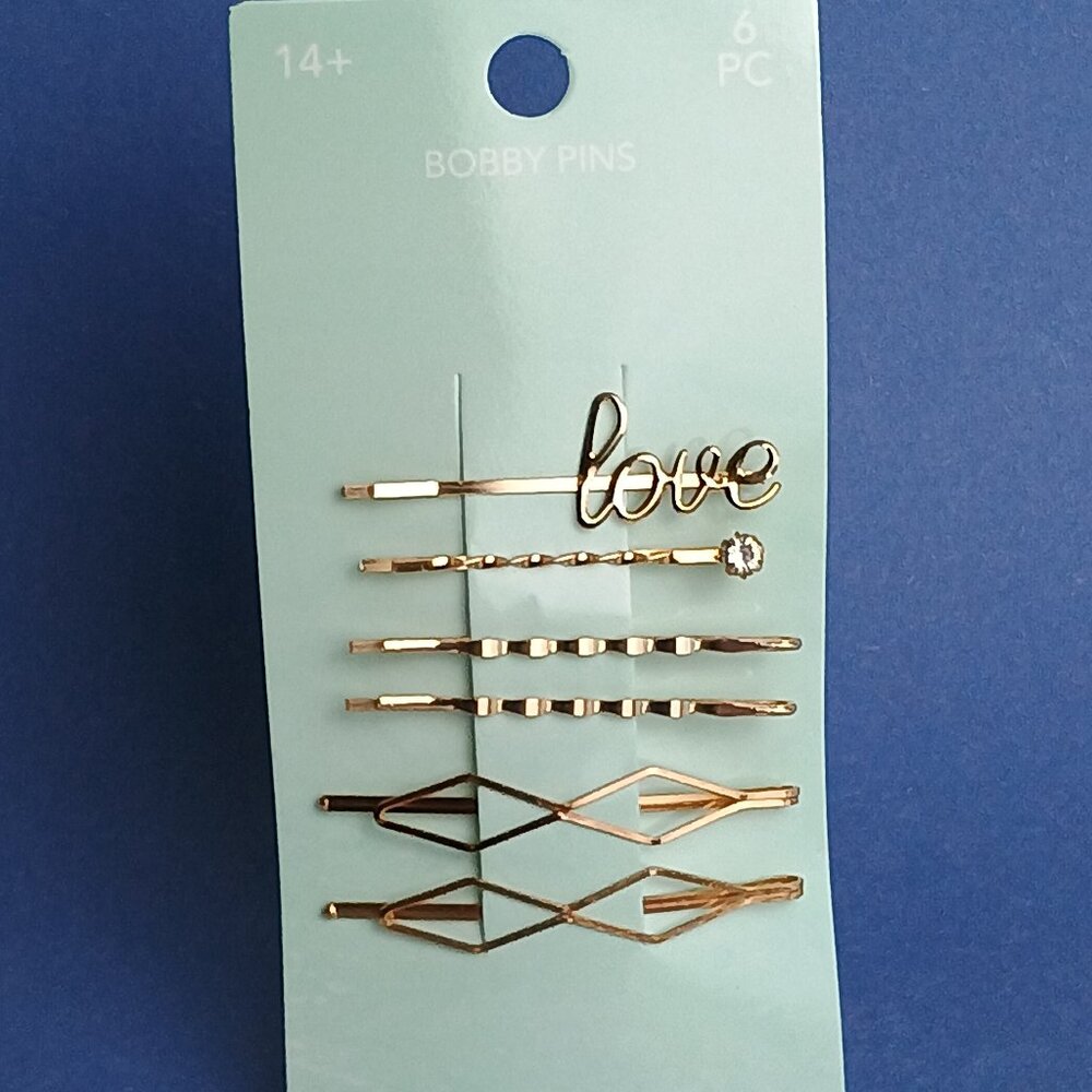 Fashion Hairpin 6Pc  Bobby Pin Gold Tone